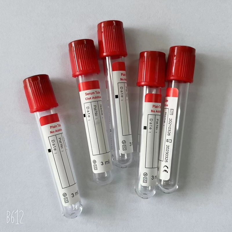 Disposable Pet Red Cap Plain Blood Collection Tube No Additive Medical