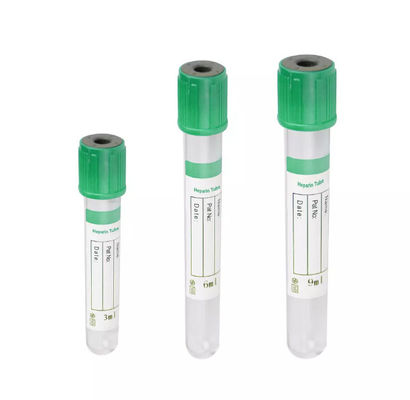 Tubo anticoagulante verde contendo heparina sódica ou heparina de lítio